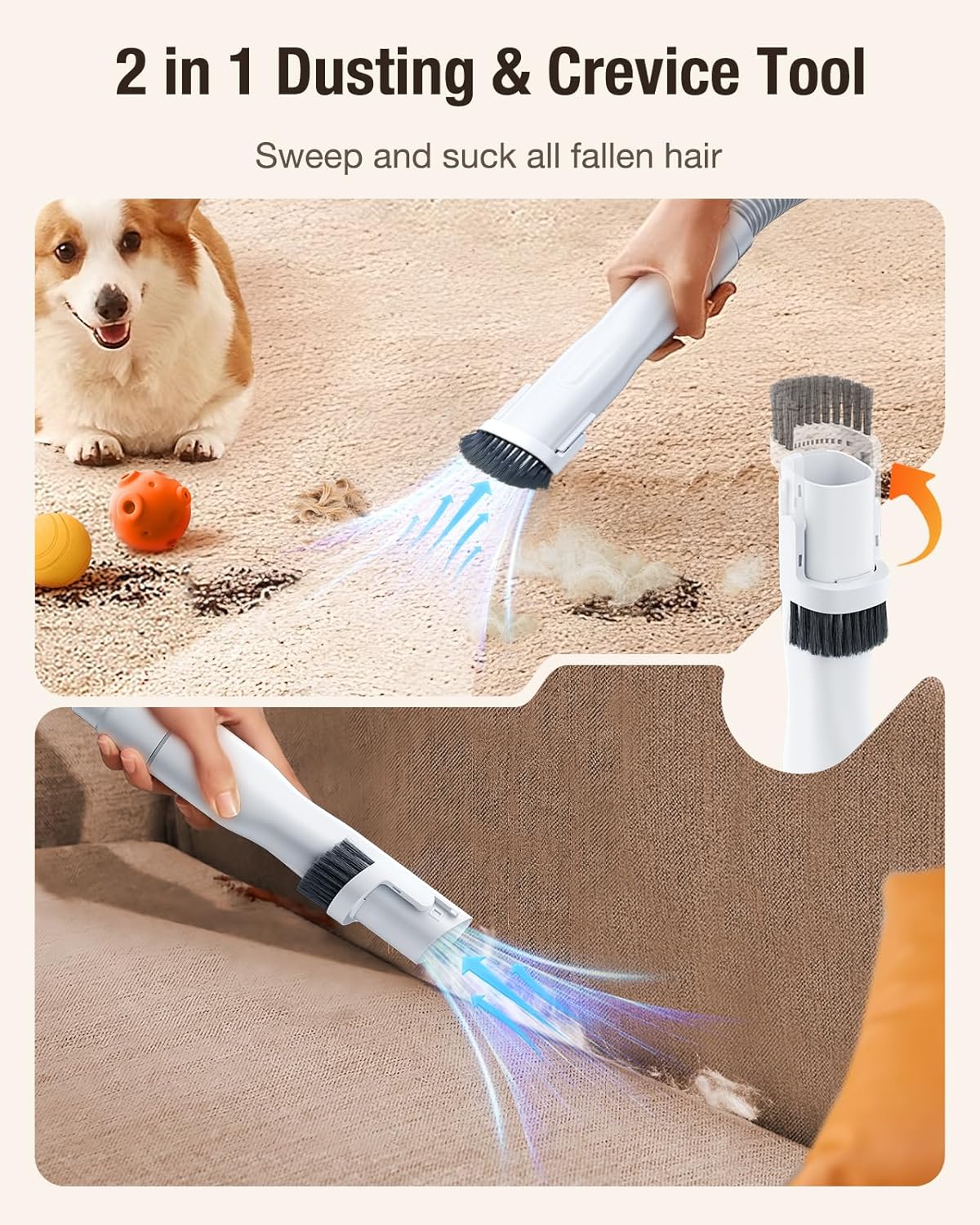 Dog Grooming Vacuum, 12000Pa Dog Hair Vacuum with Pet Clipper, 1.8L Pet Grooming Vacuum for Shedding Grooming Trimming, 3 Suction Modes Grooming Kit with 4 Grooming Tools for Dogs Cats
